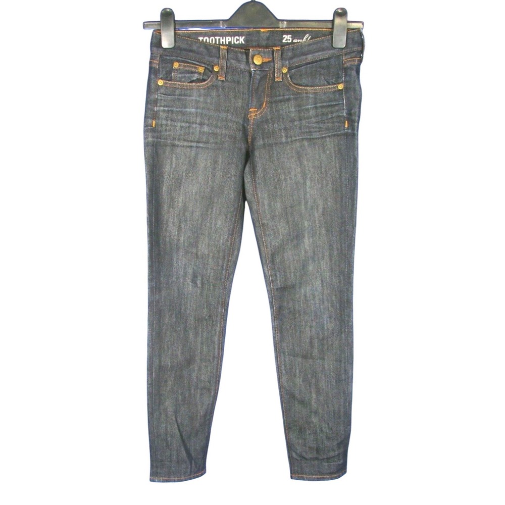 J. CREW JEANS Distressed DENIM Dark Wash TOOTHPICK TAPERED LEG Slim Stretch 25